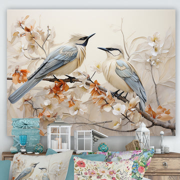 Minimalism Birds Paradise Floral Branch - Bird Floral Bedroom Wall Art